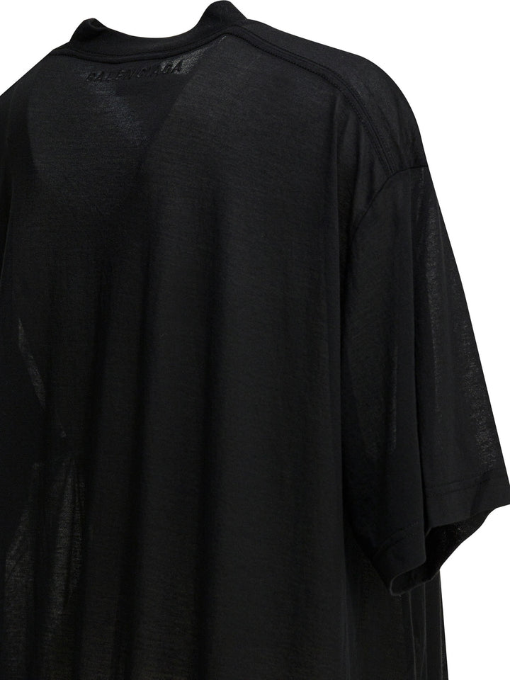 Balenciaga Crew-Neck T-Shirt With Train T-shirts - Nero | b6fbbc14428d7822e4a9d13ca99e5ac3119a29a3
