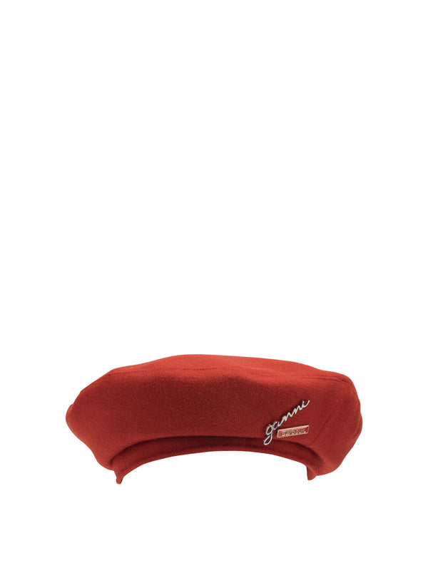 Barbour X Ganni Wool Beret Cappelli Rosso