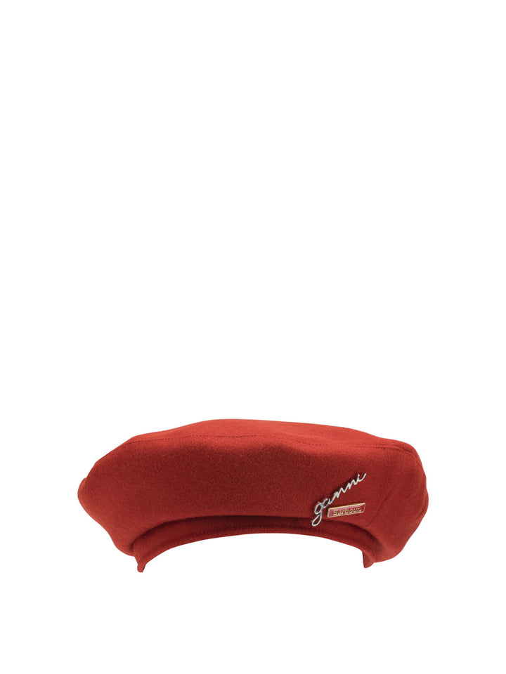Barbour Barbour X Ganni Wool Beret Cappelli - Rosso | 0c2da0340dade4d3a4a00c1672b923b68a21ffb4