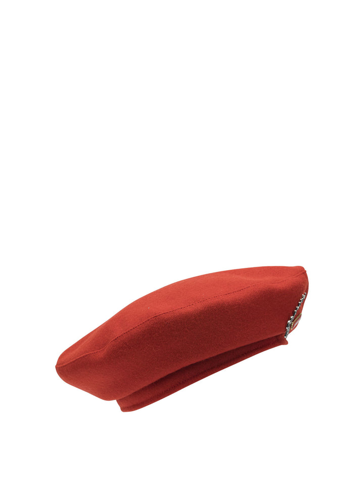 Barbour Barbour X Ganni Wool Beret Cappelli - Rosso | 9105b5889056b58168dd1ef5c309a40dbbb53b8a