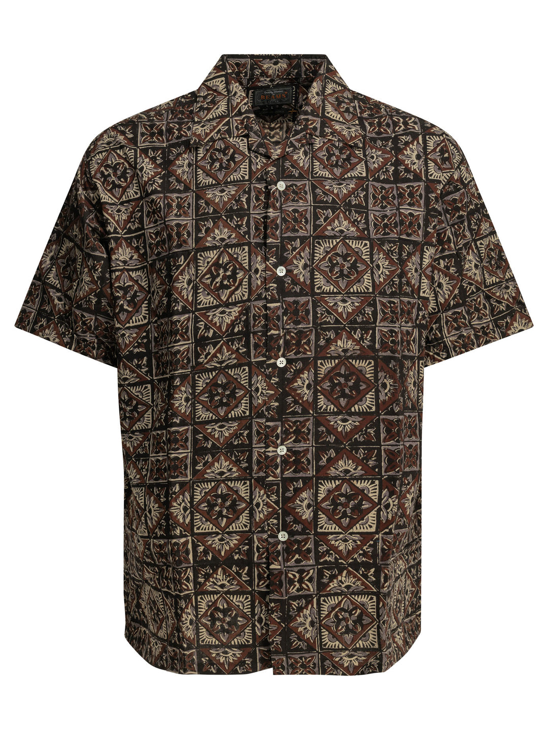 Beams Plus Block Print Shirts - Marrone | b3267b5d057a2fa1e3647f598c33834403ac1e33