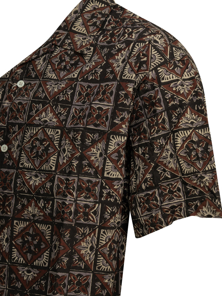 Beams Plus Block Print Shirts - Marrone | 65811126004d86f6d9ca5469bbfca6b6c58c0e9c