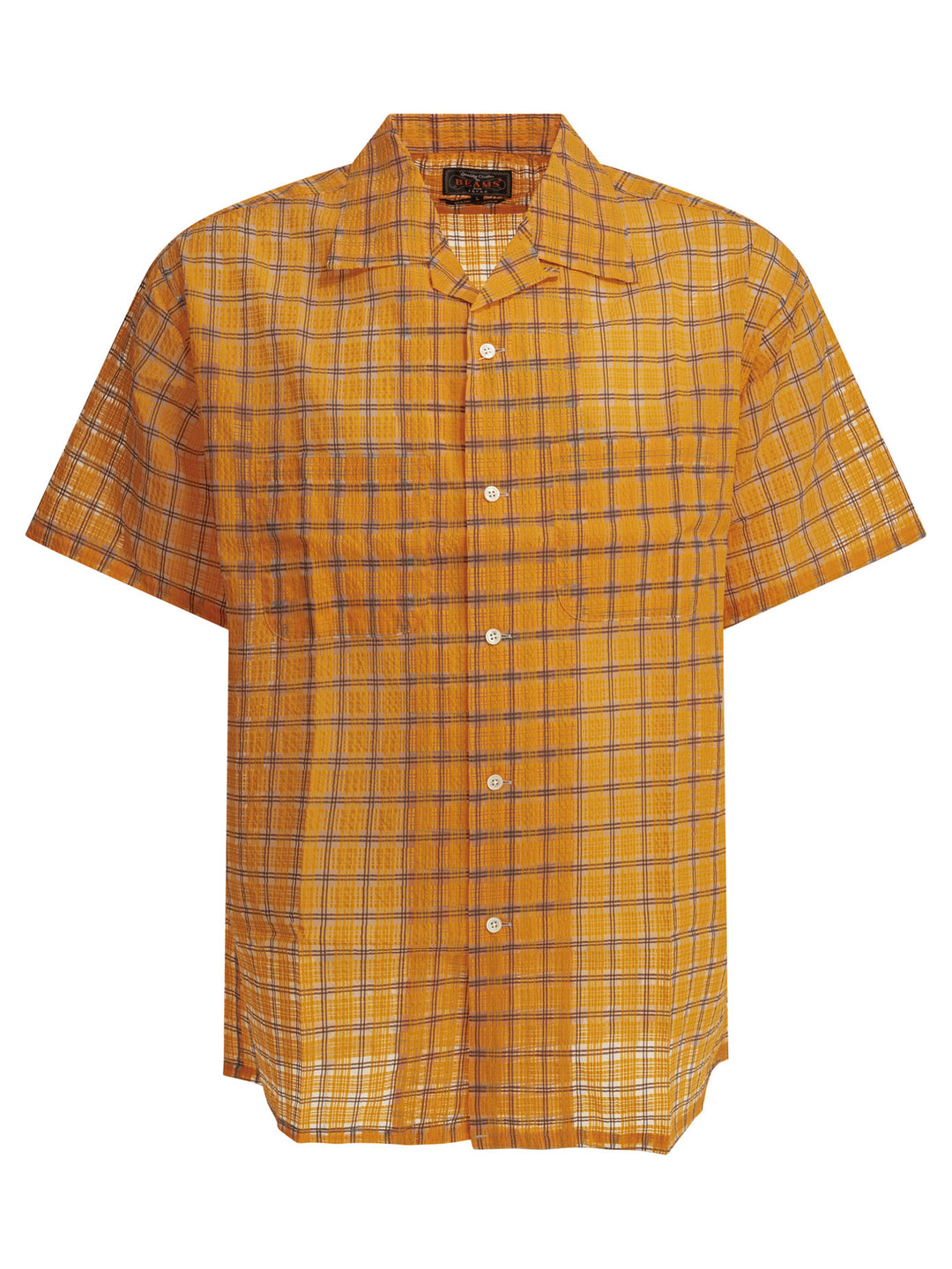 Beams Plus Open Collar Nylon Airy Plaid Shirts - Arancione | 9c100e90d7d6fdf9aadbe92a24b8cb383b945398