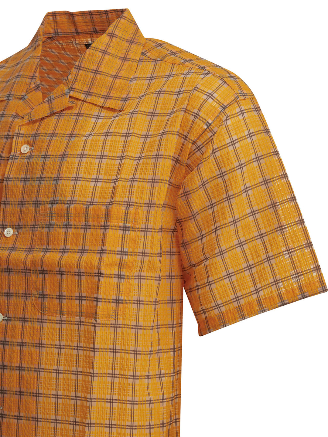Beams Plus Open Collar Nylon Airy Plaid Shirts - Arancione | 9e3b657313c22be3077cead7ffb9b3a4860a2229