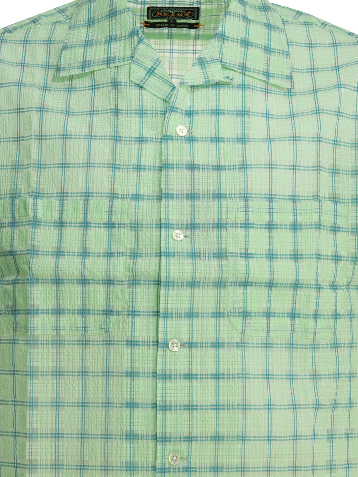 Beams Plus Open Collar Nylon Airy Plaid Shirts - Verde | ec16221cdcee25af7310e8ef1361abe6b1b981c8
