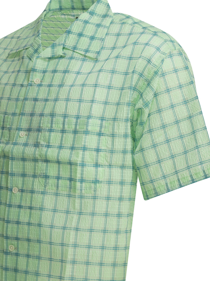 Beams Plus Open Collar Nylon Airy Plaid Shirts - Verde | 2fc09c41bc604a99570008d834c2a03e46e4c793