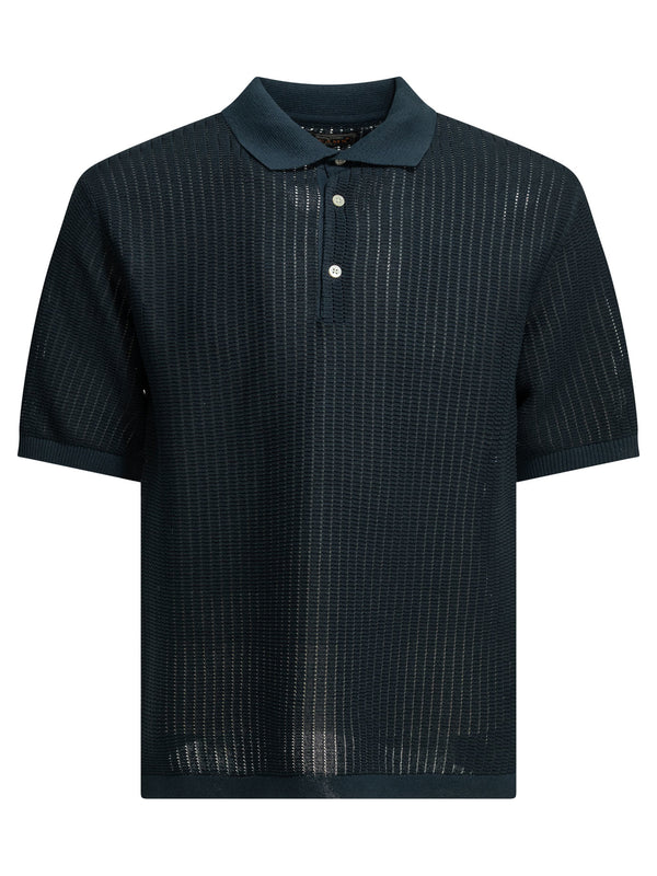 Polo Shirt With Buttons Made Of Washi Yarn Polo Shirts Blu