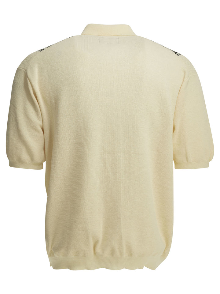 Beams Plus Textured Knit Zipper Polo Shirt Polo shirts - Bianco | 96f2baf1b2cee7fc0eda1f2813ed76851f5ec3c4