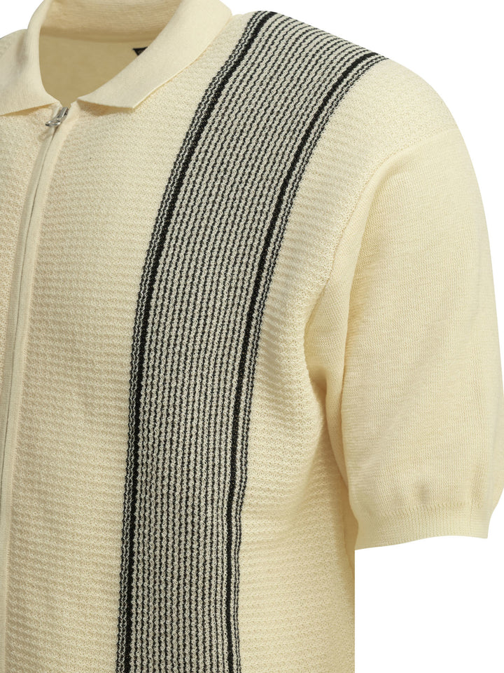 Beams Plus Textured Knit Zipper Polo Shirt Polo shirts - Bianco | 970c2a3269a2474235ea8d8aab13cb48ac97f2bc