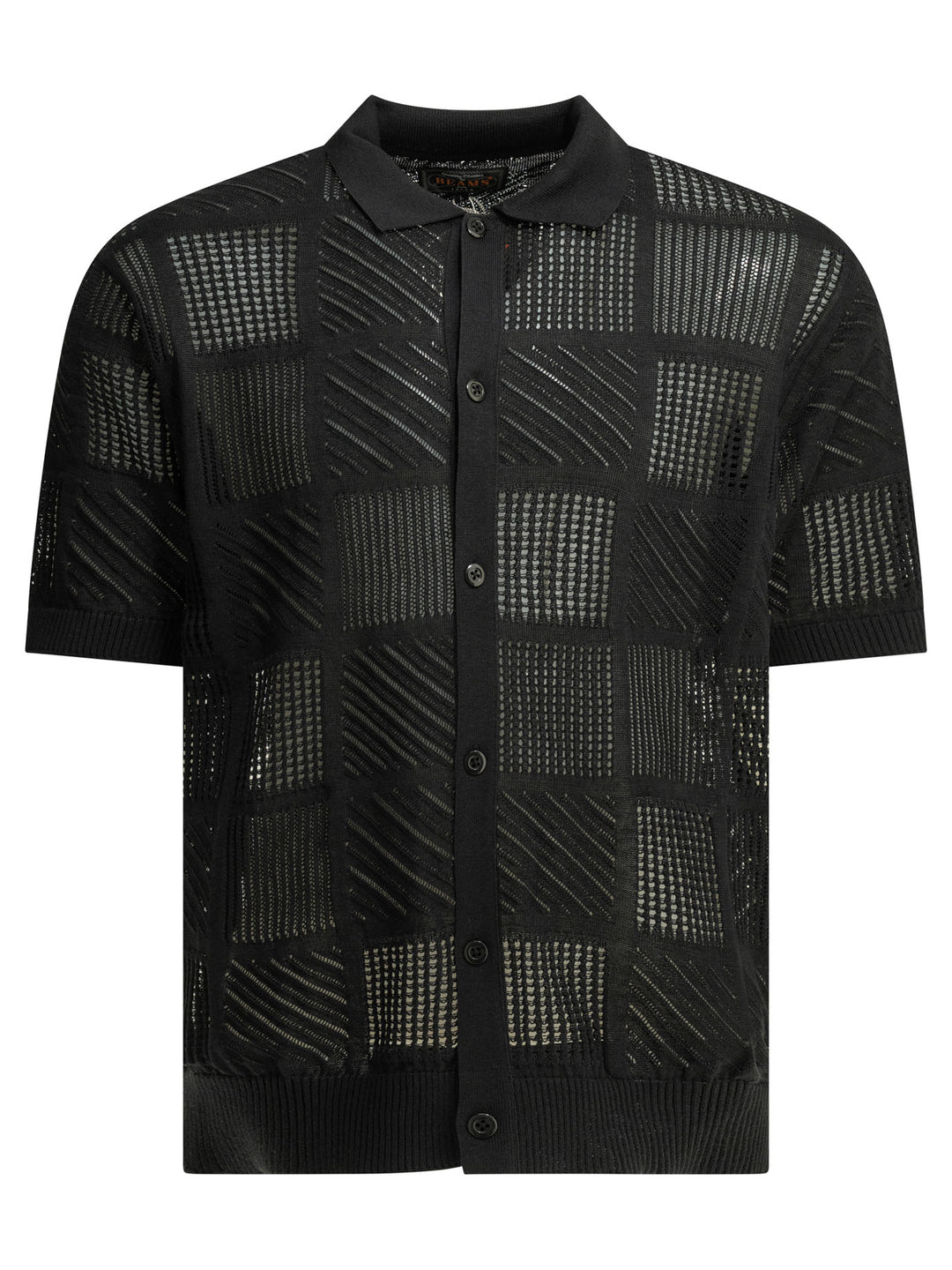 Beams Plus Textured Knit Button-Down Polo Shirt Polo shirts - Nero | 3036006f6baf310cb05b799a5316d6f0b3fceefa