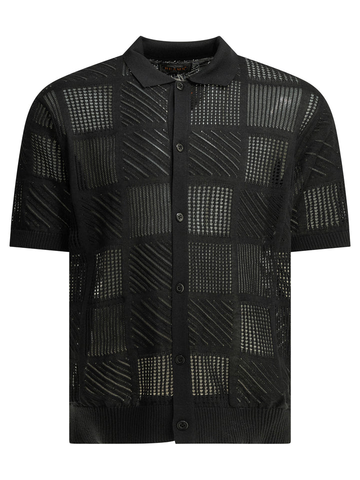 Beams Plus Textured Knit Button-Down Polo Shirt Polo shirts - Nero | 3036006f6baf310cb05b799a5316d6f0b3fceefa