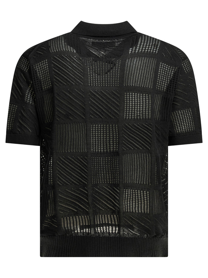 Beams Plus Textured Knit Button-Down Polo Shirt Polo shirts - Nero | d16788f1b23abe77de520ecf9eb8d5c5e092e56a