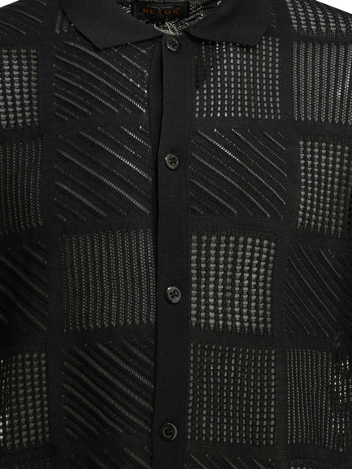 Beams Plus Textured Knit Button-Down Polo Shirt Polo shirts - Nero | 6fb2c1c6c1d92a039923deff01bbd9f14cb4c8b9