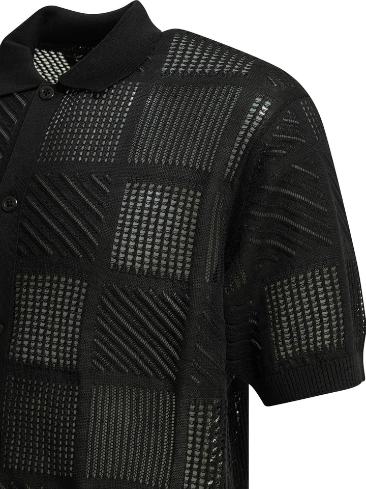 Beams Plus Textured Knit Button-Down Polo Shirt Polo shirts - Nero | 8ae6564f2e202ff5c3df1c25f9bba15db76195b4