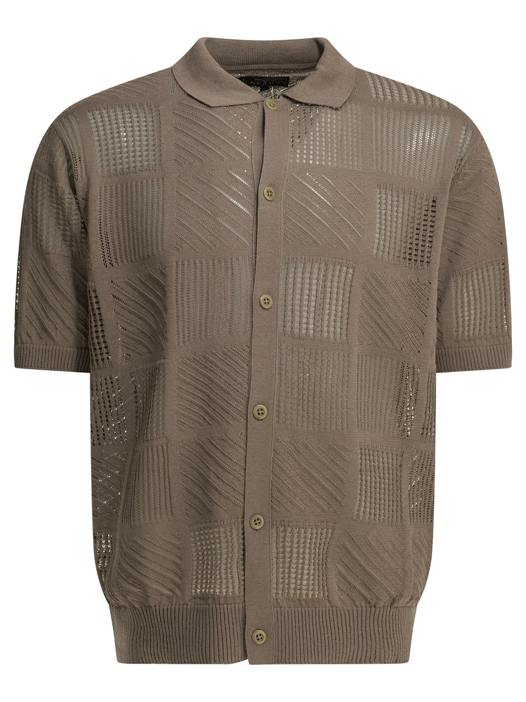 Beams Plus Textured Knit Button-Down Polo Shirt Polo shirts - Marrone | 2bc0414238708e72347e860518d5c5eda915aa7a