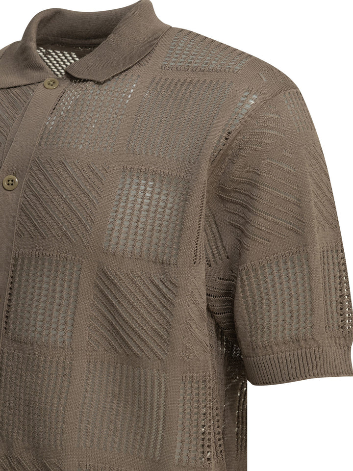 Beams Plus Textured Knit Button-Down Polo Shirt Polo shirts - Marrone | 7103961f3b4f52aacc1226fcd6868dbd84365c66