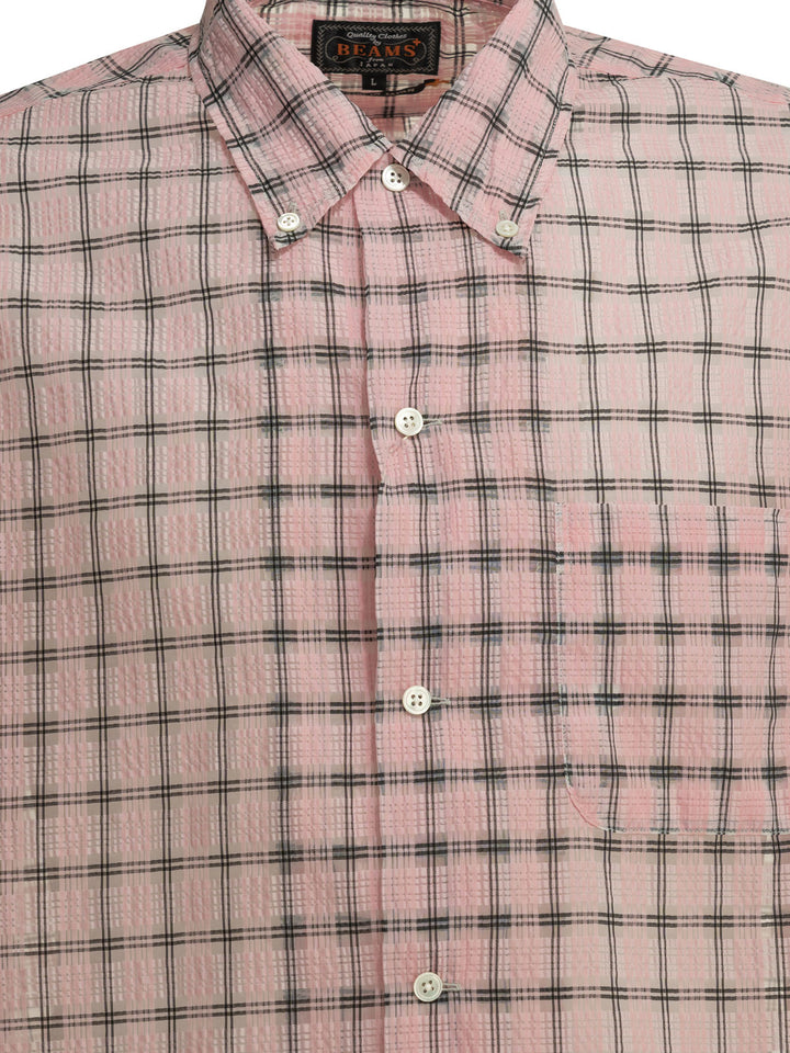 Beams Plus Open Bd Nylon Airy Plaid Shirts - Rosa | 7f8257b60d9fe0f3d4790dfd72e0102100d9524e