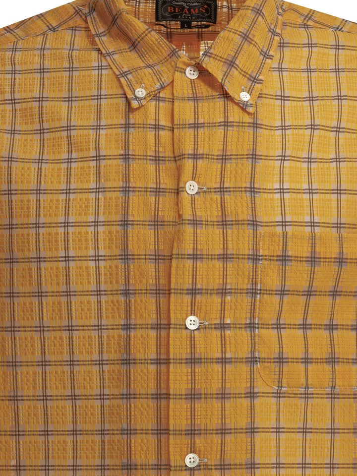 Beams Plus Open Db Nylon Airy Plaid Shirts - Arancione | 86eaa7a03332fbeaddaa0412d02af3959950ca22