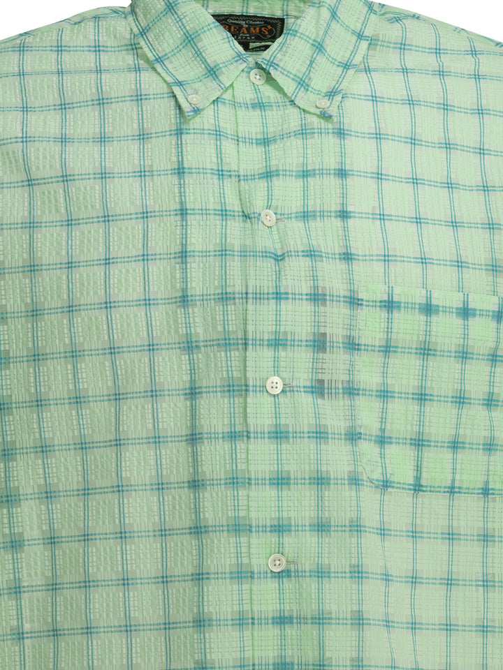 Beams Plus Open Bd Nylon Airy Plaid Shirts - Verde | 15c8d9dfddf6936673ed5da64f9442e83ab11c00