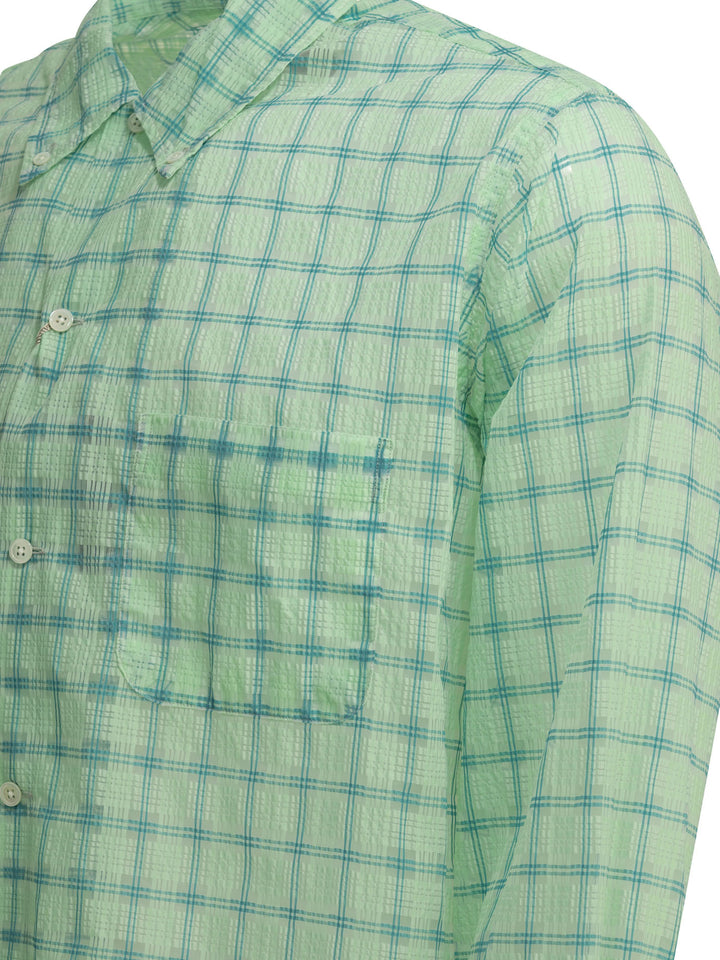 Beams Plus Open Bd Nylon Airy Plaid Shirts - Verde | 58f8cdbb17040caa608a8321c9a30052bcc624a8