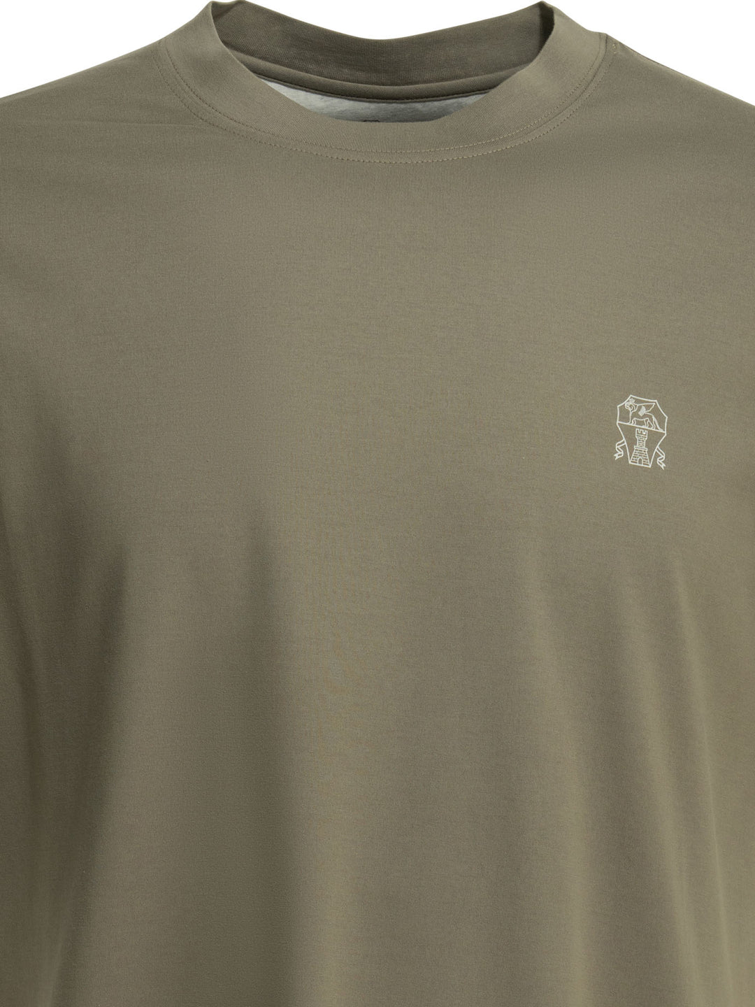 Brunello Cucinelli Crew-Neck T-Shirt With Logo T-shirts - Verde | f6a6ff1540ac95163163da960f40c2bdc2fb424d