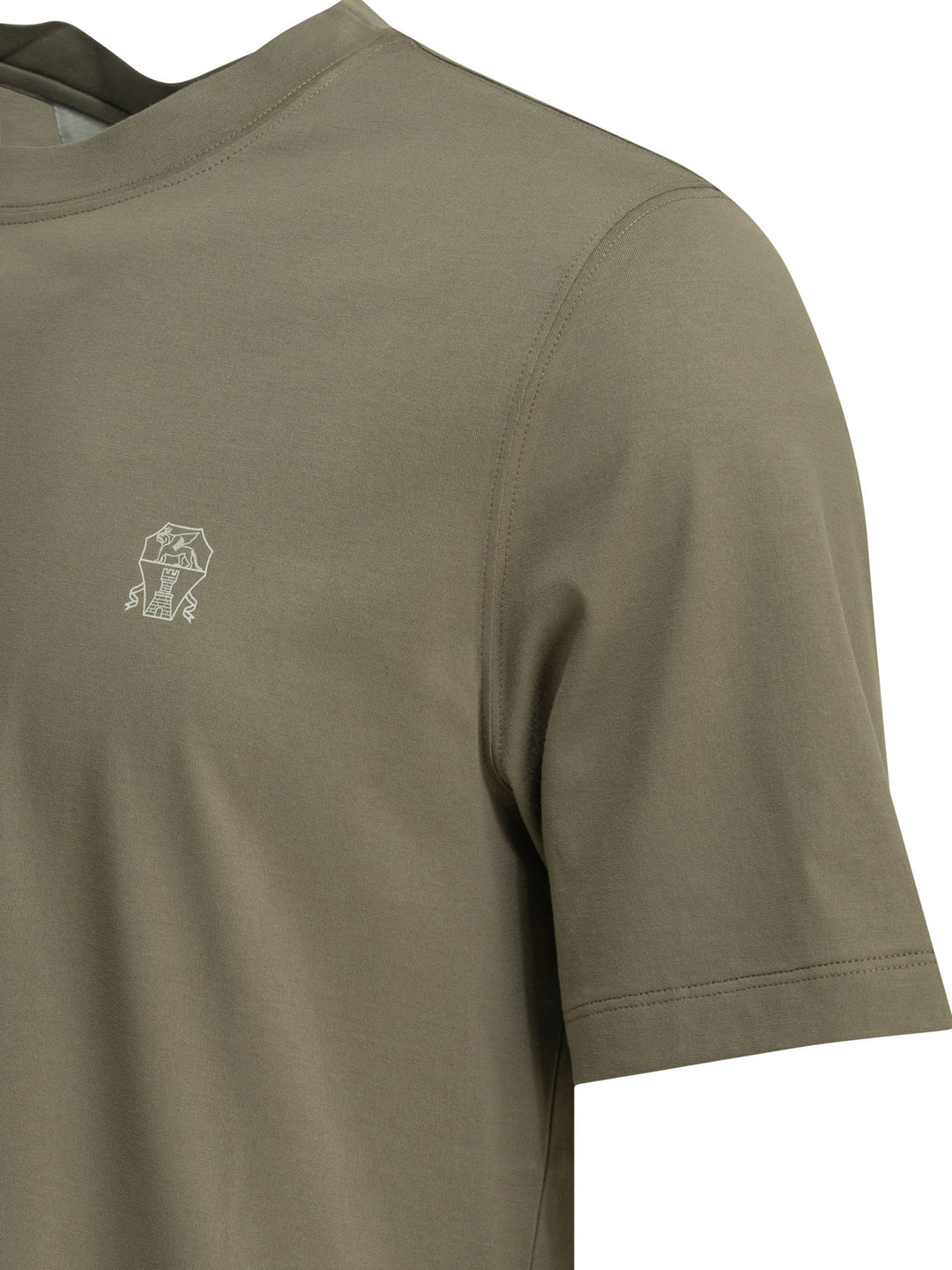 Brunello Cucinelli Crew-Neck T-Shirt With Logo T-shirts - Verde | 22238a136f2ae4a5249e499db87d5b8b6d6926b7