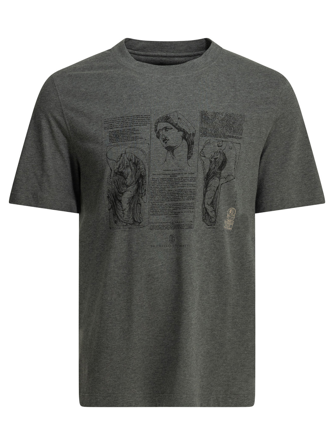 Brunello Cucinelli Crew-Neck T-Shirt With Print Knitwear - Grey | e207009d39c0e15aa0f5950fa431983955f03558