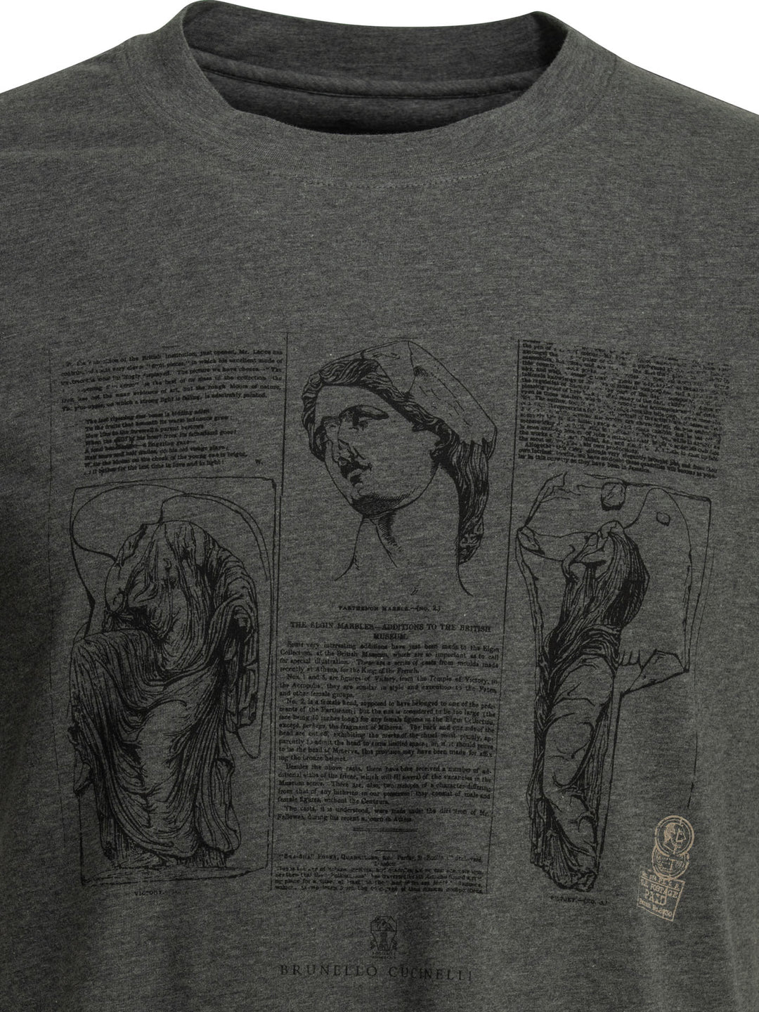 Brunello Cucinelli Crew-Neck T-Shirt With Print Knitwear - Grey | 02e868b5ffeaebbe6a411eee589e7c0443f8cc0e