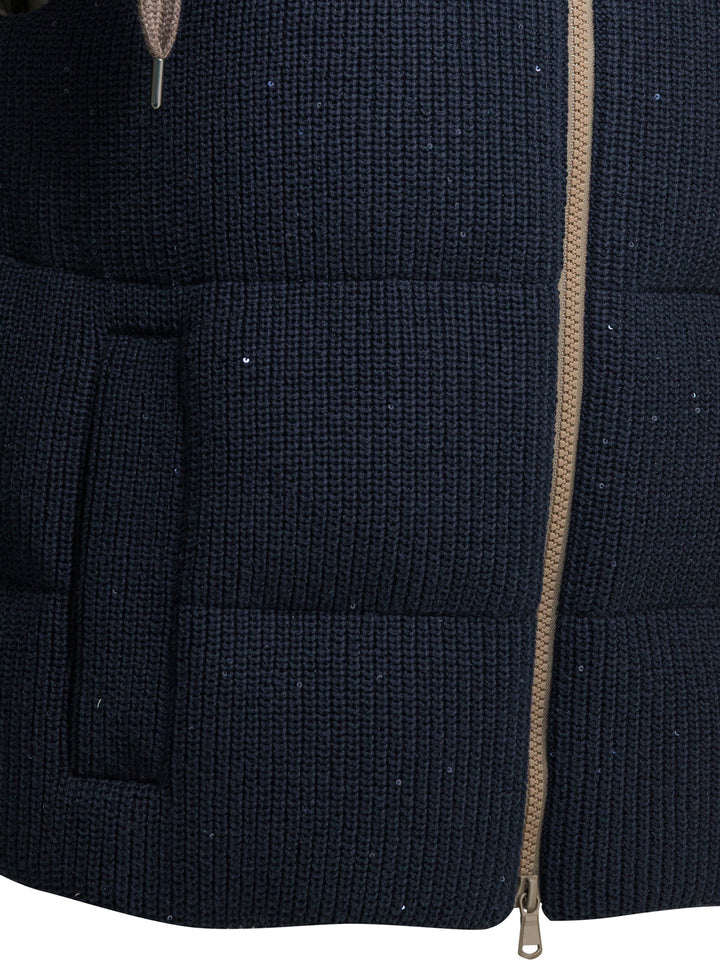 Brunello Cucinelli Sleeveless Jacket Jackets and Coats - Blu | 31cdfde58bd839499e9b5eafe57678d2f9ad672c