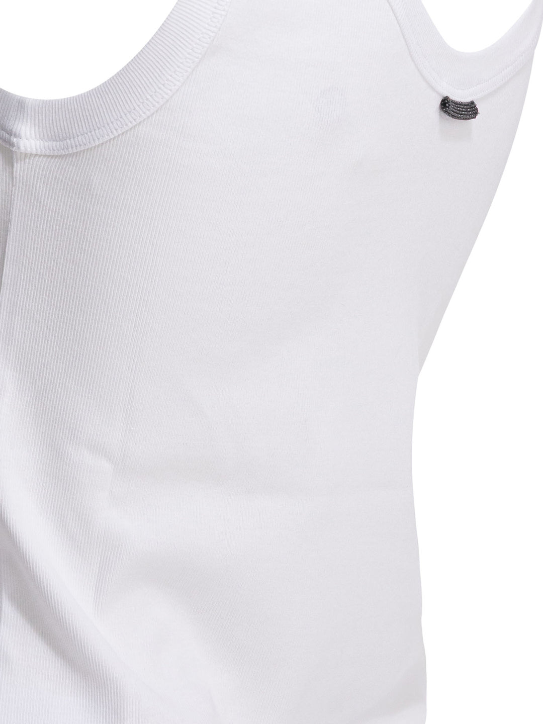 Brunello Cucinelli Jersey Tank Top With Jewel Top - Bianco | 05bcf812c5058c9cc7d1bfd3c838a3433a7164fb