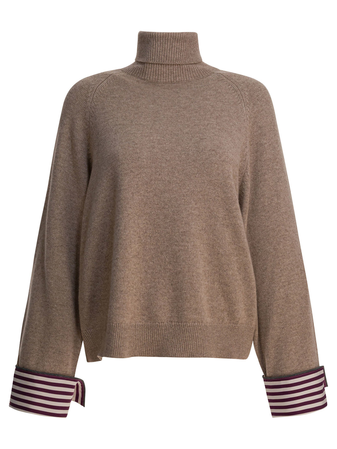Brunello Cucinelli Turtleneck Sweater With Shiny Shirt Details Knitwear - Marrone | 5154bd77cd2bffd804832b691e705a914b855bf9