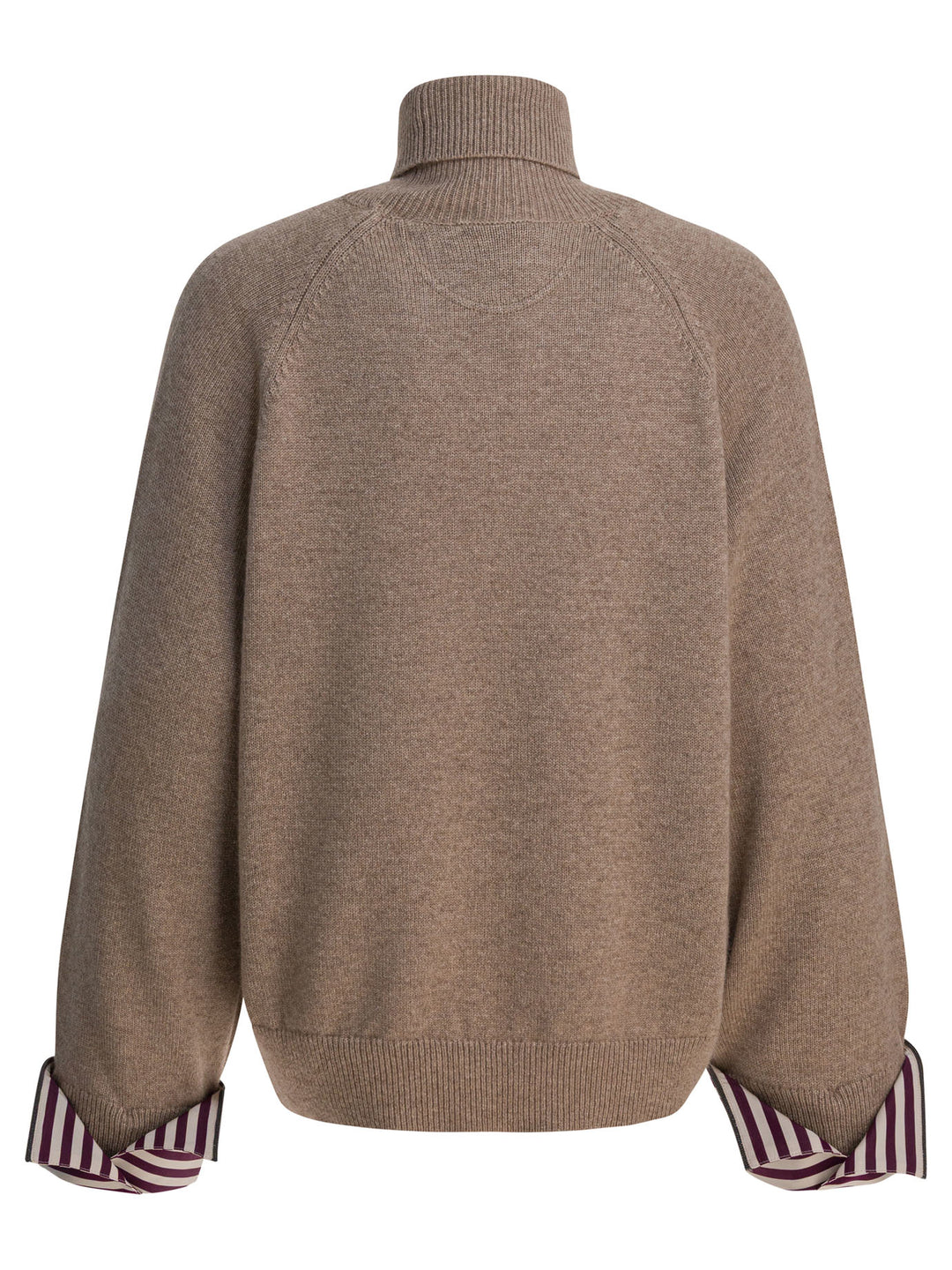 Brunello Cucinelli Turtleneck Sweater With Shiny Shirt Details Knitwear - Marrone | d9acd974c812772309bec42b38207c6abaa1bbee