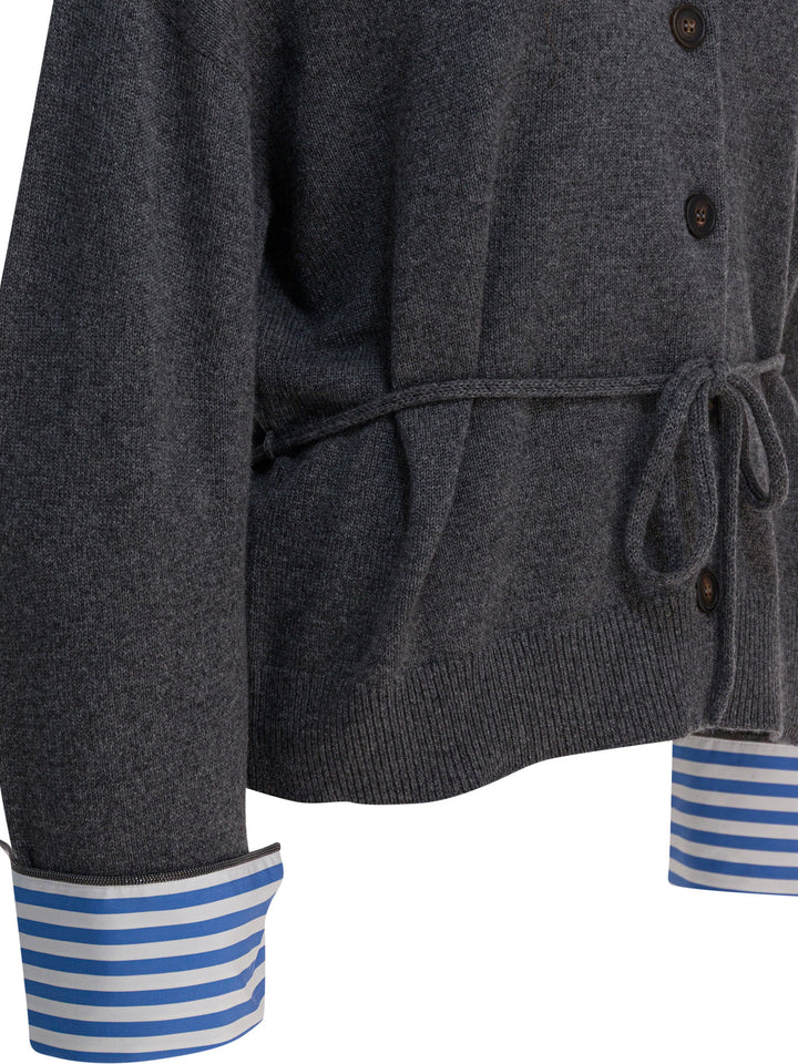 Brunello Cucinelli Cardigan With Belt Knitwear - Blu | acdce615766b783944b41755ee1ff3d14246f18f
