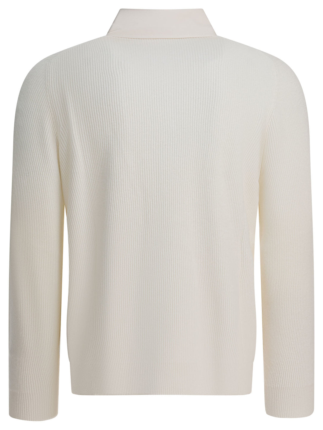 Brunello Cucinelli Ribbed Knit Polo Shirt Knitwear - Bianco | eee5367c3da387a7fbe4f76a886cbe212df1d75b
