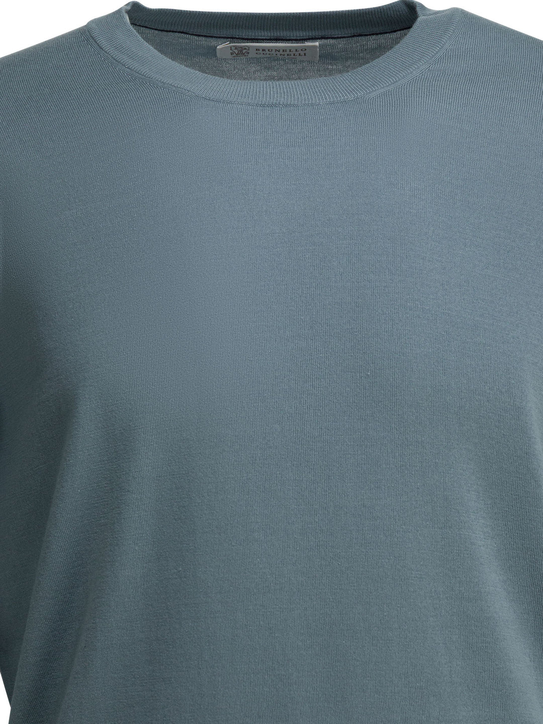 Brunello Cucinelli Cotton Crewneck Sweater Knitwear - Light blue | ff9578f3c1f41ae53888eddaec3e604eeefc07d6