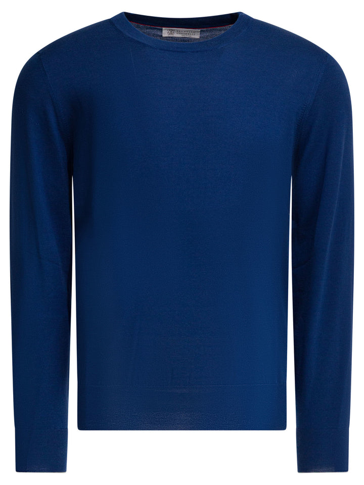 Brunello Cucinelli Cotton Crewneck Sweater Knitwear - Blu | 0be5032984f646223e360b2ca439f433f63c72a6