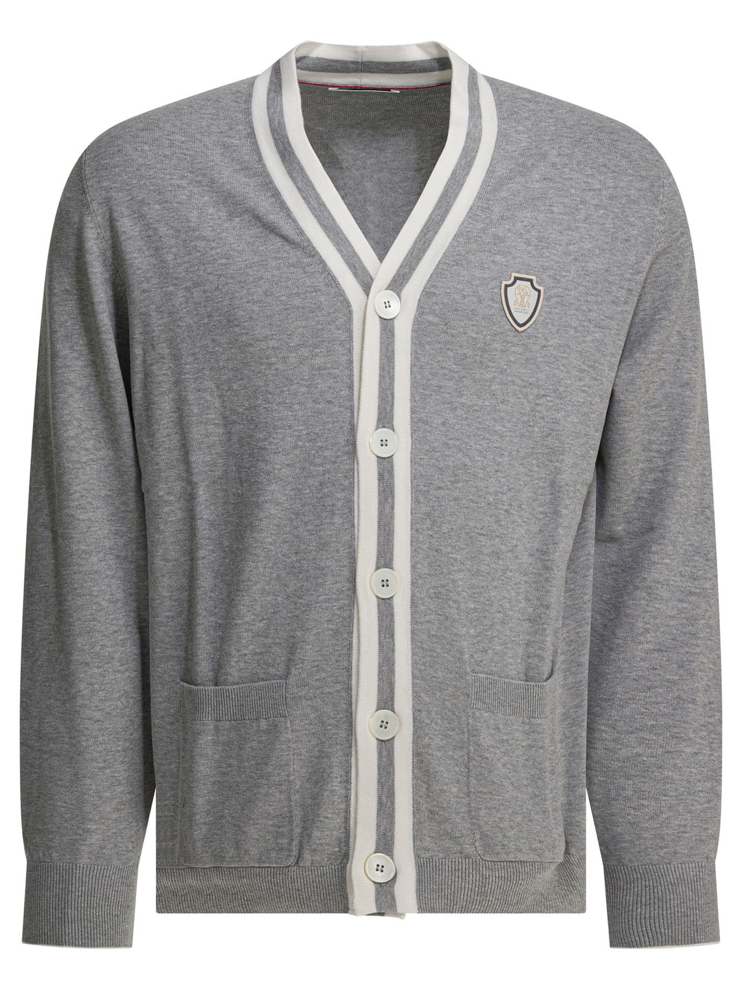 Brunello Cucinelli Cotton Cardigan With Logo Knitwear - Grey | 5fc54c37d74227f164034076ba9ac5f4cda34578