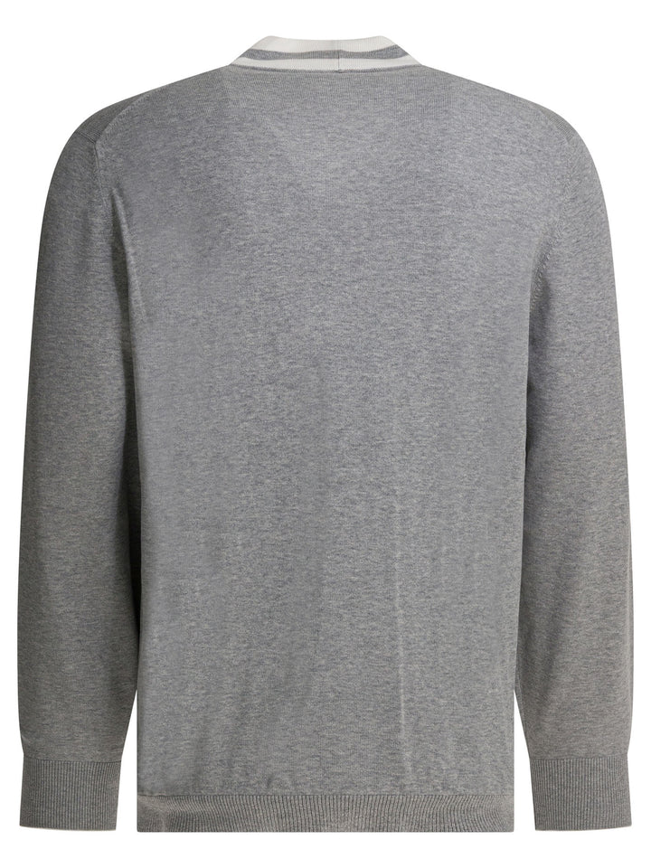 Brunello Cucinelli Cotton Cardigan With Logo Knitwear - Grey | 8eb46216637573d9f34c204a82cbbe531e18f607