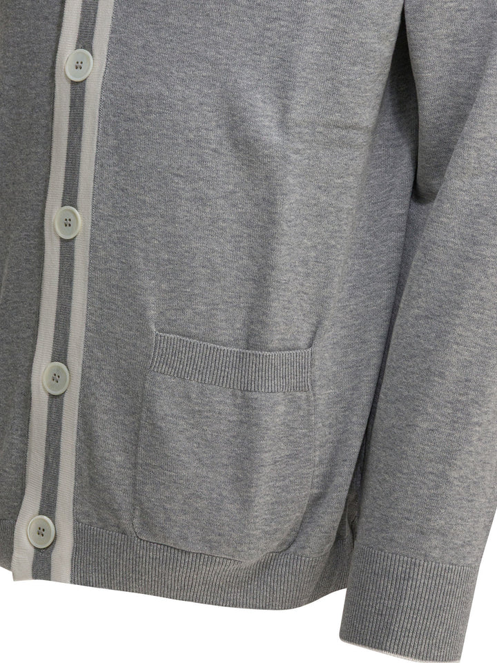 Brunello Cucinelli Cotton Cardigan With Logo Knitwear - Grey | 2e46c721eda73685d3d05b8c092d2aee9b20bef1