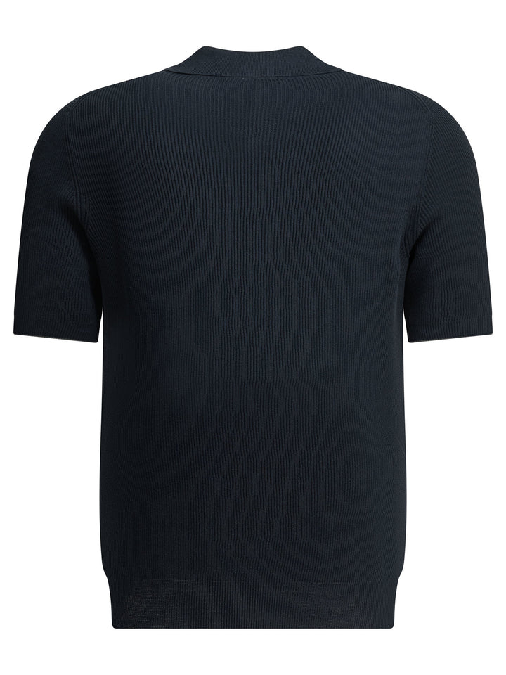 Brunello Cucinelli Linen And Cotton Polo Shirt Polo shirts - Blu | 6611b0366dcafb015e32196cf5ade4e721b804c7
