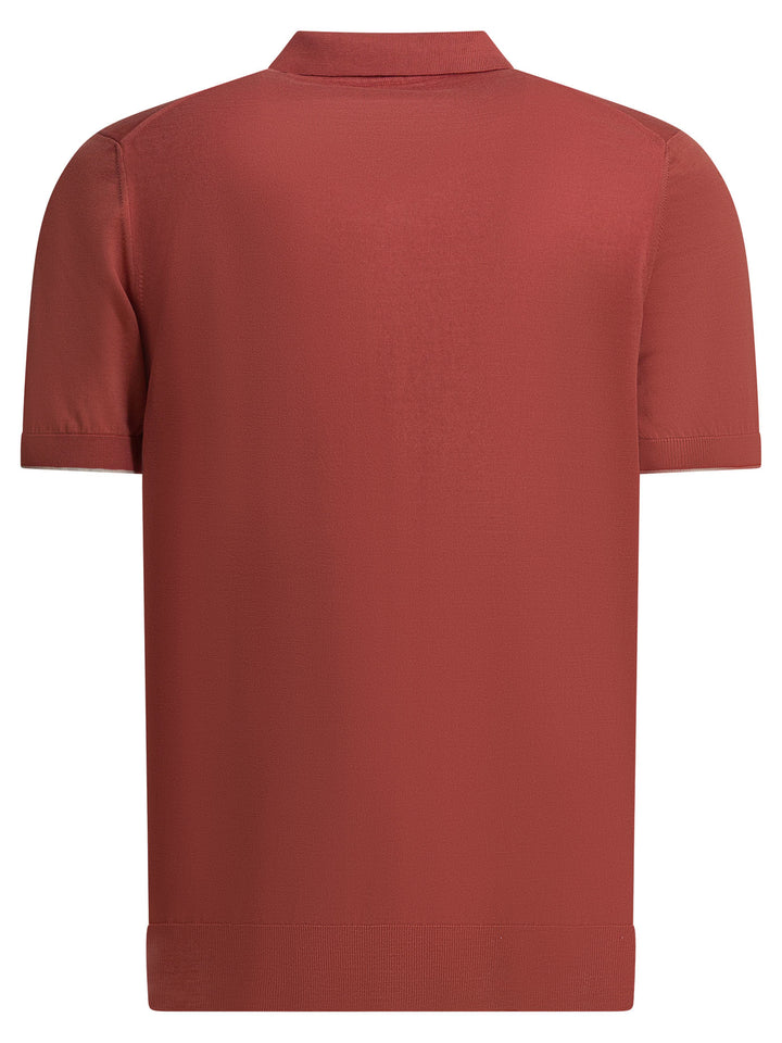 Brunello Cucinelli Cotton Buttonless Polo Shirt Polo shirts - Rosso | 692441dc2cacce22d19375566f4373a586ad5fae