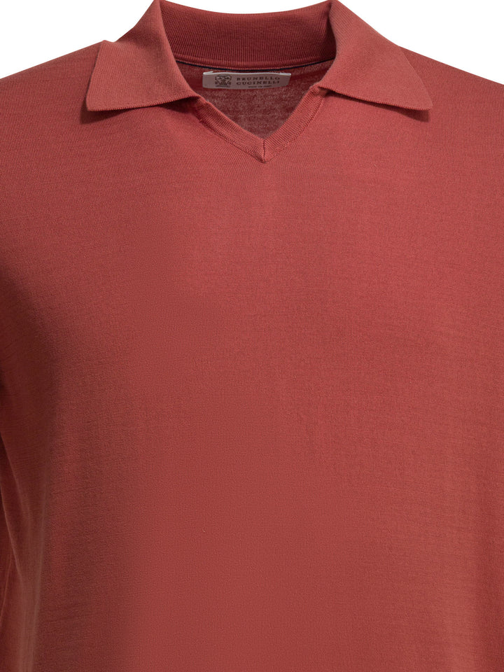 Brunello Cucinelli Cotton Buttonless Polo Shirt Polo shirts - Rosso | 3c2412861b63aabd2396086f662e23811a3e64a1