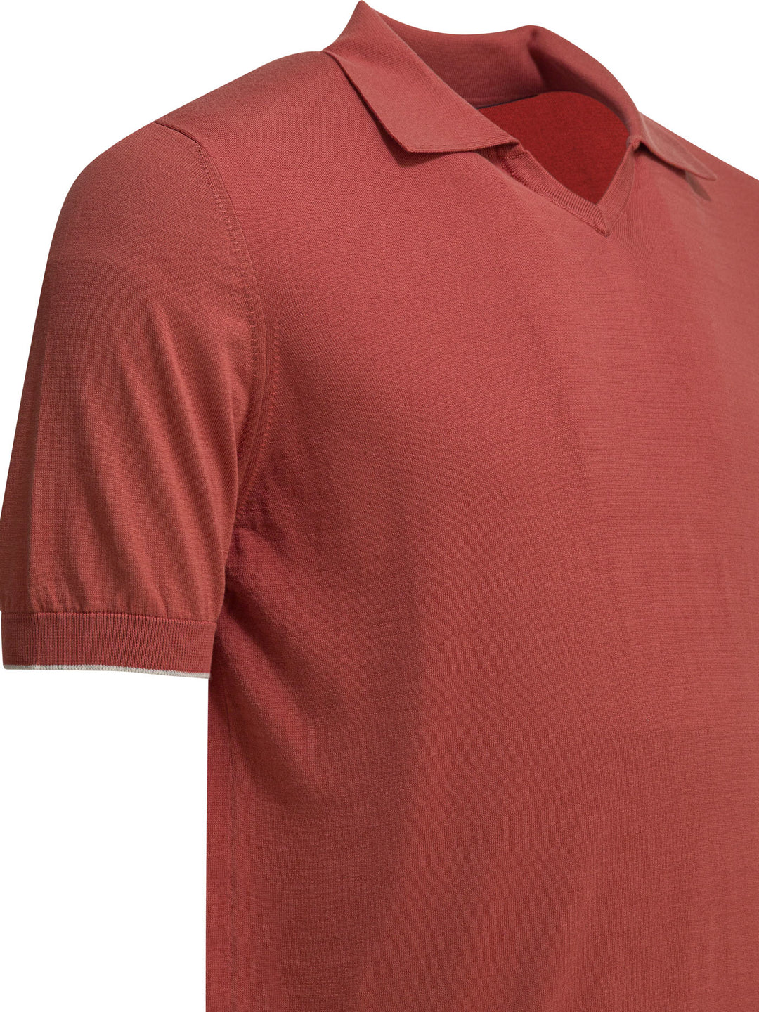 Brunello Cucinelli Cotton Buttonless Polo Shirt Polo shirts - Rosso | 2579867f91a8d701f8f06023bf30cad3631b43a7
