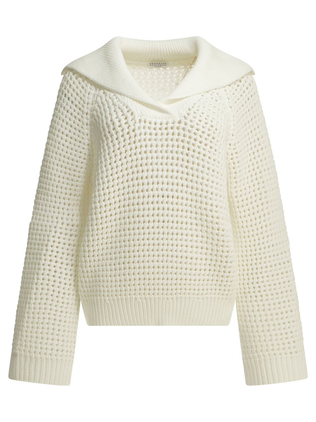 Brunello Cucinelli Cotton V-Neck Sweater Knitwear - Bianco | 3d226e5bf7c28ff82498675c1553751500715701