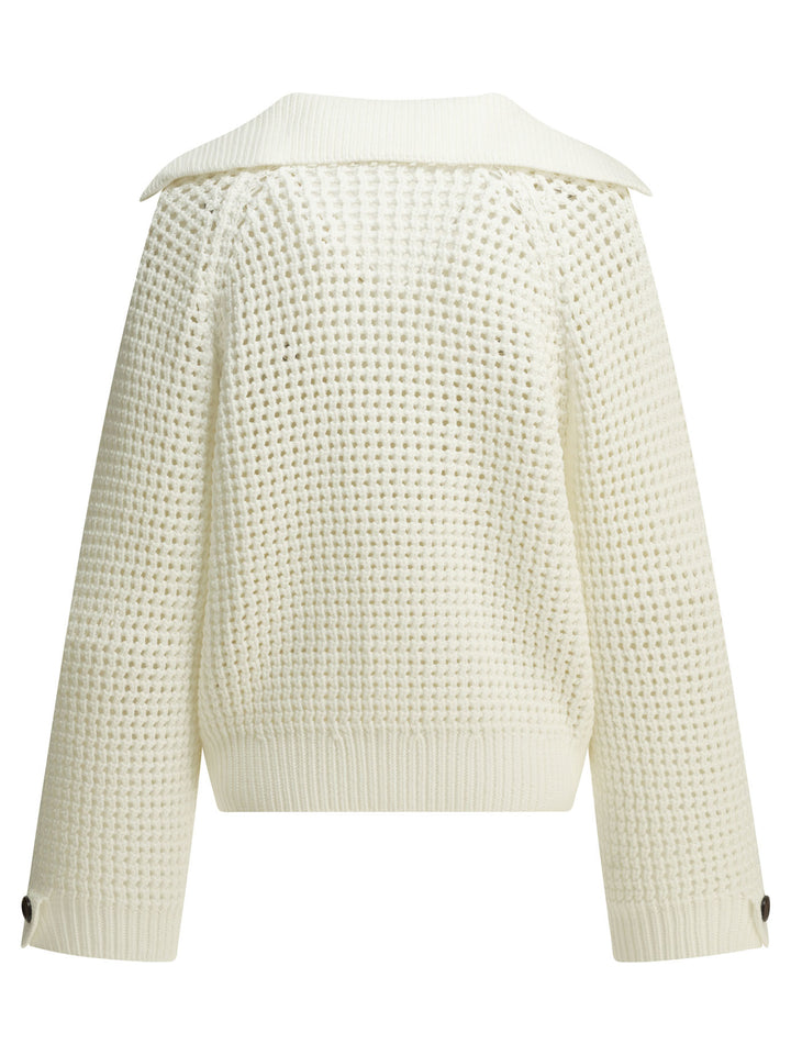 Brunello Cucinelli Cotton V-Neck Sweater Knitwear - Bianco | 5822d3c41c55d1950d4dbf7940e63e8ec3fc78d2