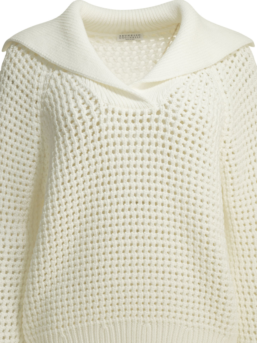 Brunello Cucinelli Cotton V-Neck Sweater Knitwear - Bianco | 125059a08fcc79cdc7ecb68f044cec6b7de3c4d2