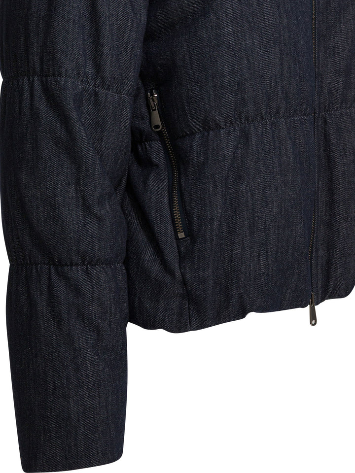 Brunello Cucinelli Cotton Denim-Effect Twill Down Jacket Jackets and Coats - Blu | 7fc0c139f6e36383f5139514380a2d7ec9b0214d