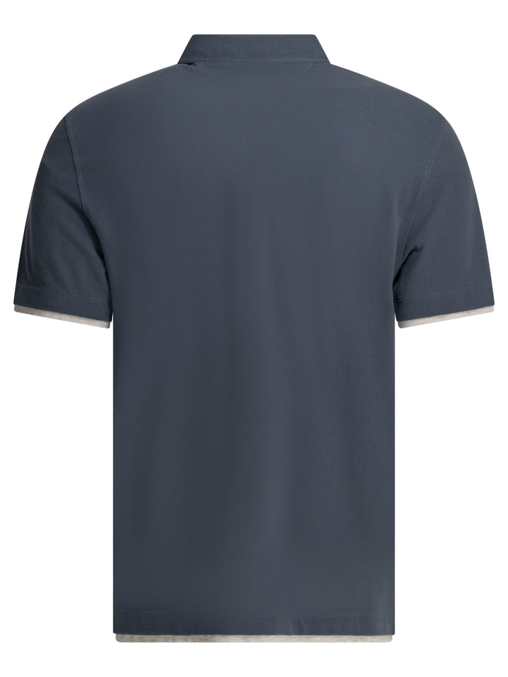 Brunello Cucinelli Faux Layering Polo shirts - Blu | 18f7691dfeff009aca78b75c49956787e3e8ea35