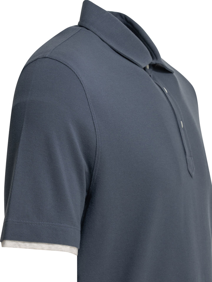 Brunello Cucinelli Faux Layering Polo shirts - Blu | 3938fb7fa13a521f3ff222964996d99d923522d1