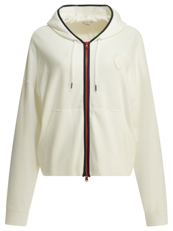 Zip-Up Sweatshirt With Logo Sweatshirts Bianco
